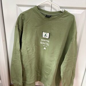 Jordan Olive Green Boston Celtics Crewneck Sweatshirt